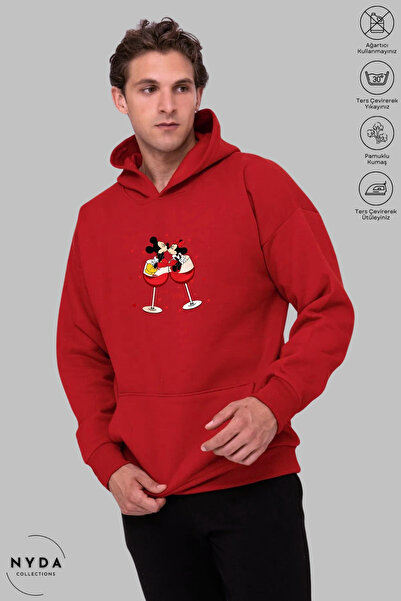 Nyda Collections Unisex Hoodie Long Sleeve Mickey Love Printed Hooded Oversiz...