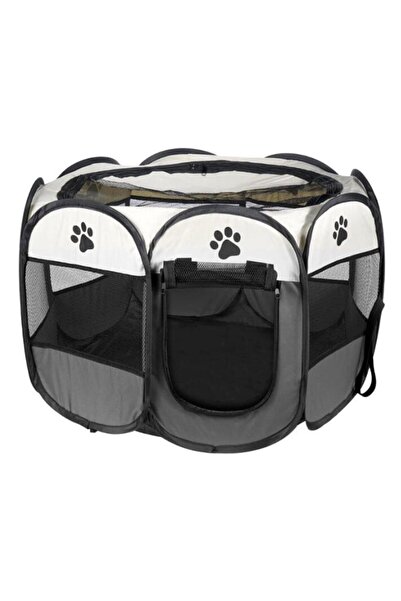 Leobert Pet playpen, Artool, textile, foldable, removable roof, gray and beig...