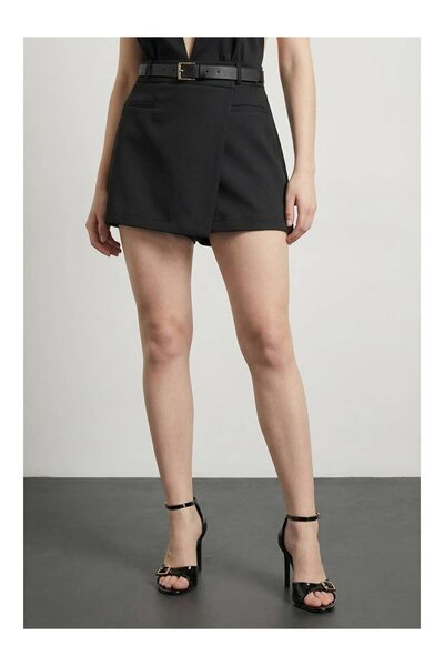 Coral شورت بقطعة أمامية Srt01474 أسود