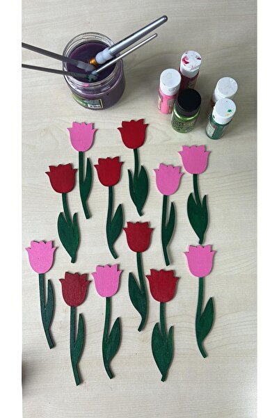 Butik Center Set de 12 semnătoare de carte din lemn cu design de lalele - Cad...