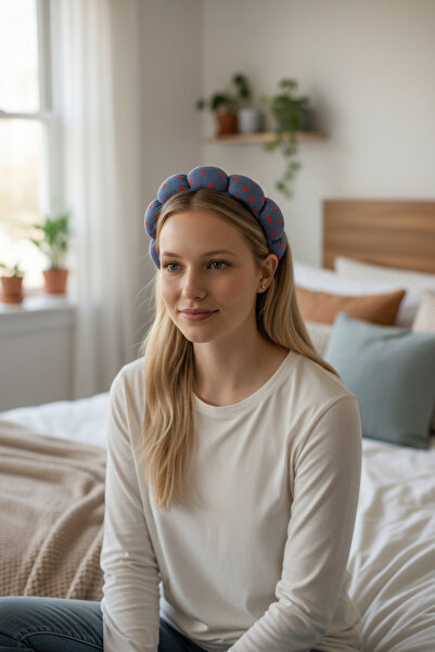 KANİNCHEN Women's Fabric Heart Patterned Crown Buckle Makeup Crown Hair Crown