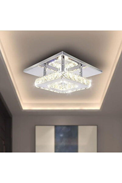 OEM Modern Crystal Chandelier, 19.9cm Square Mount Ceiling Light, Mini Lighti...