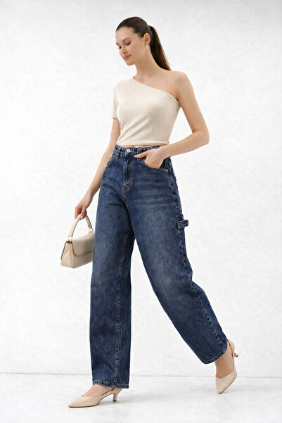 kikiriktekstil Γυναικείο τζιν παντελόνι από 100% βαμβάκι με ψηλόμεσο σχέδιο P...