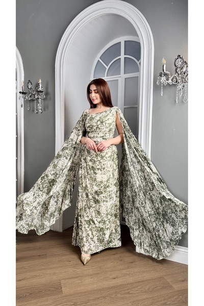 Warazan Elegant dress with elegant sleeves