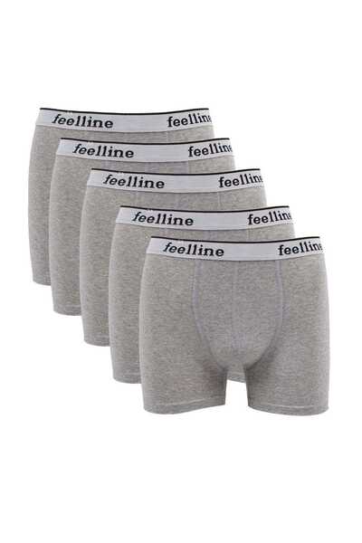 Mestore 5 قطع بوكسر رجالي من Feelline مصنوع من القطن الرمادي والليكرا الطبيعي