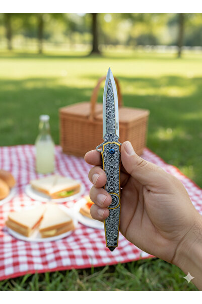MERTCAN KNİFE Özel Motifli Paslanmaz Tasarım Katlanır El Aleti - Mandala Serisi