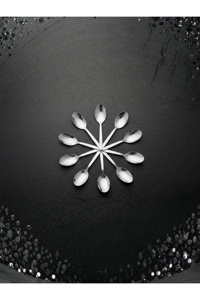 First Snowflake Set of 12 Stainless Steel Teaspoons - Simple Design, Non-Tarnishing, Shiny Set