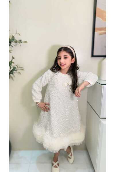 gmax Girls' dress with sleeves and ruffles made of soft tulle