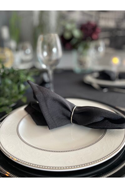 Decamor home Linen Textured Black Napkin 6 Pieces