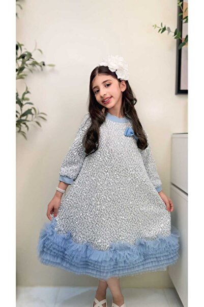 gmax Girls' dress with sleeves and ruffles made of soft tulle