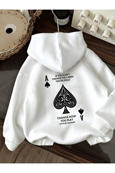 Deocept Unisex Spades Ace Printed Hooded Kangaroo Pocket Comfortable Fit Over...