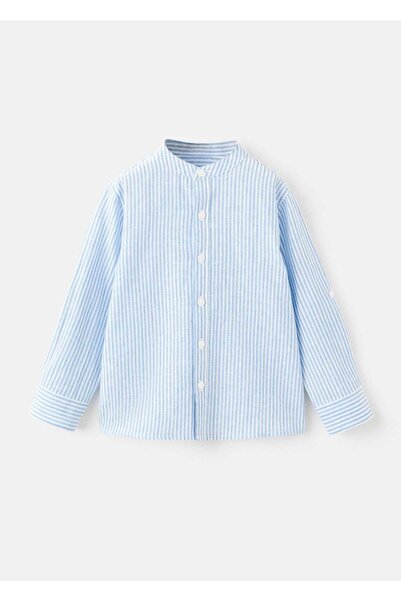 MANGO Baby Keten karışımlı çizgili gömlek