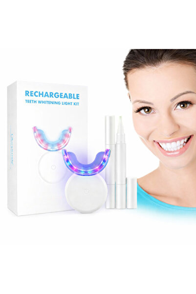 BALQRA Kit Premium pentru Albirea Dintilor cu LED,3 x gel fara peroxid,Albire...