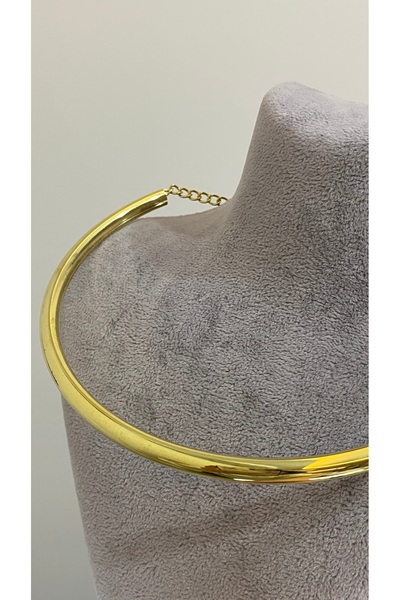 SELUVİA Steel Tube Flat Choker Necklace – Stainless Steel Modern Minimalist D...