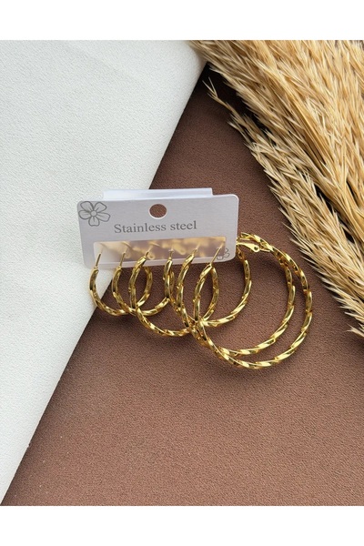 LİLİA Steel 6-Piece Spiral Model Hoop Earrings