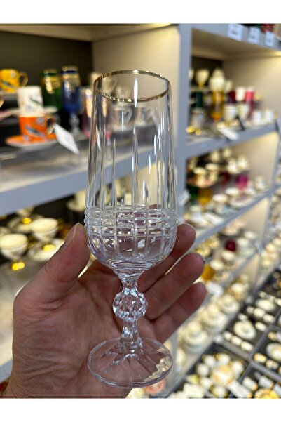 Vakıf home Bohemia Kristal El İşi 24 K Yaldız Ayaklı Kahve Yanı Su Bardağı 18...