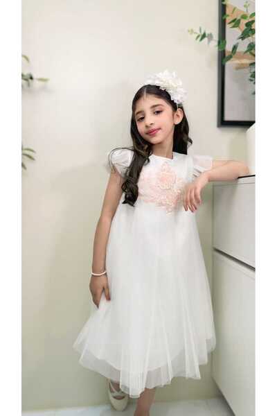 gmax Girls' dress with raised floral embroidery