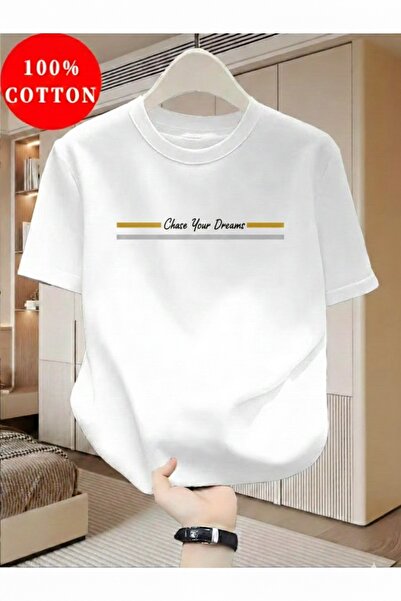 gencerco Unisex T-shirt με στάμπα  "Chase Your Dreams " σε κανονική γραμμή