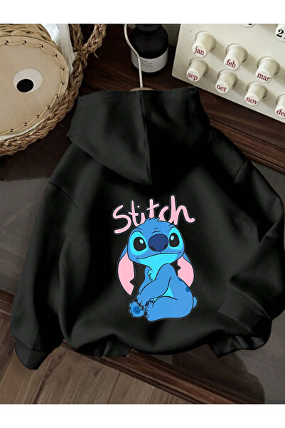 Ritec STİTCH Baskılı Unisex Hoodie Rahat Kesim