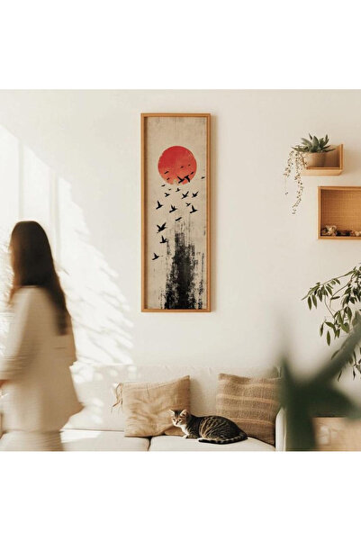 Tuba Decor Tek Parça Gerçek Ahşap dikey Panorama Çerçeveli Tablo renkli tablo
