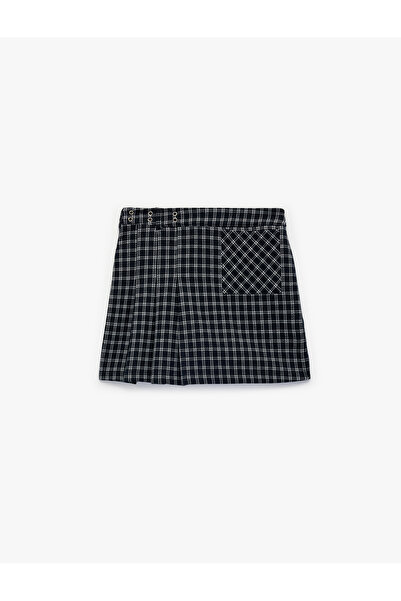 Koton Cepli Pile Detaylı Mini Ekose Şort Etek