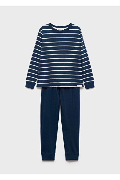 MANGO Kids Çizgili uzun pijama takımı