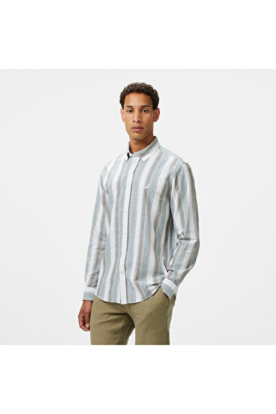 Nautica Erkek Yeşil Classic Fit Çizgili Gömlek