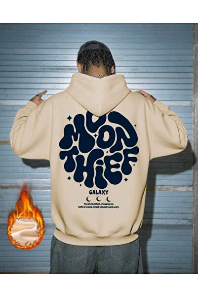 DİVİN Unisex Hooded Worth It Printed Oversize Hoodie