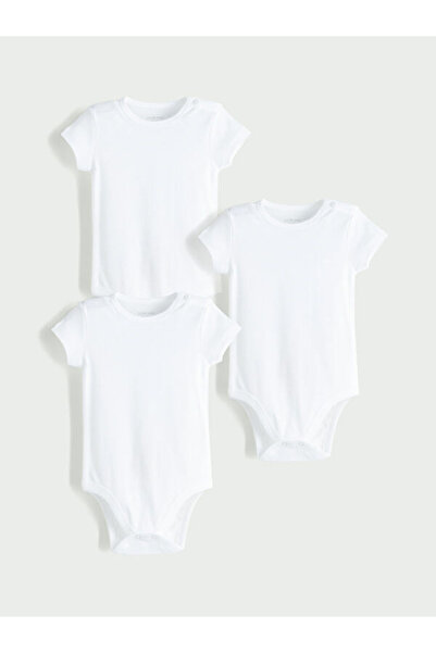 LC Waikiki Rmz Gi̇yi̇m Farkiyla Classic Baby Boy Snap Fastener Bodysuit 3-Piece