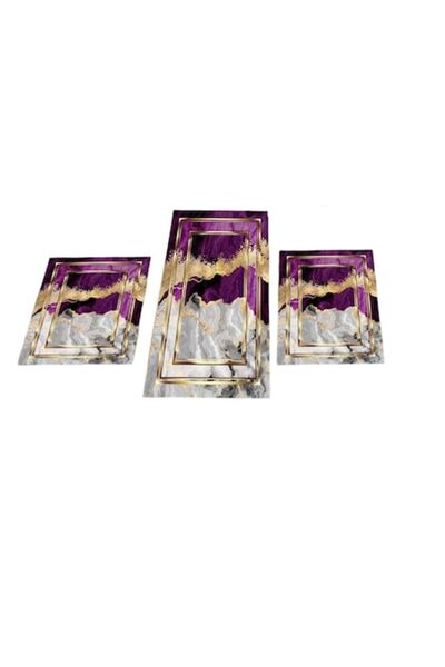 OEM Set of Non-Slip Bath Mats, 3 Pieces, 100x60/60x40 cm Elegant Marble Desig...