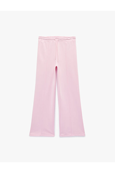 Koton Elastic Waist Tied Three-Thread Wide-Leg Ribbed Sweatpants