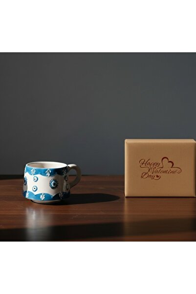 Artiser Ceramic Mug with Evil Eye Decoration, Ceramic Mug with Valentine's Da...