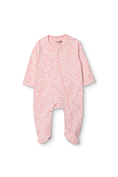 ebebek Hello Baby HelloBaby HelloBaby Kız Bebek Patikli Tulum Kalp Baskılı Fe...