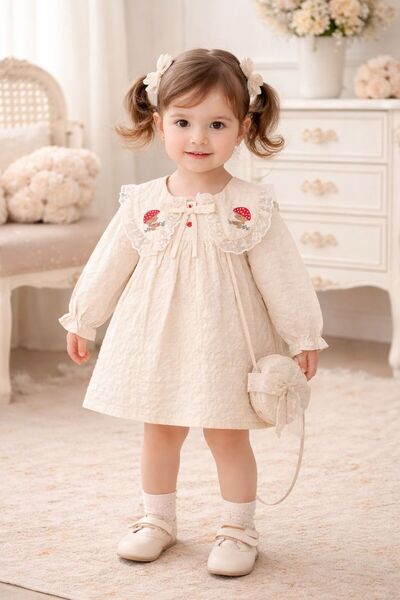 Luna Kids Store Mushroom Embroidered Bag Dress