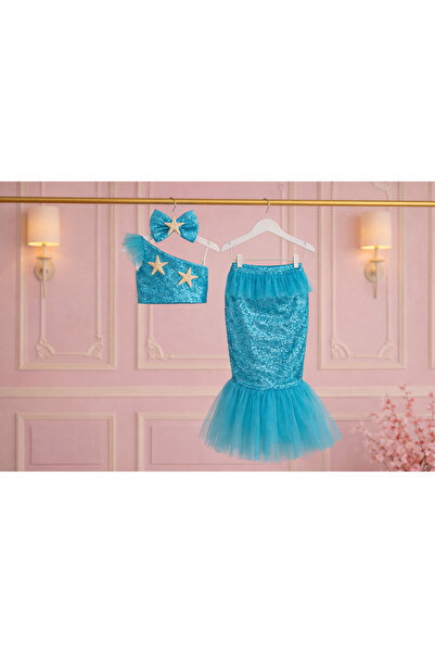 NA ADDESIGN Costum de prințesă sirenă cu paiete, set sirenă cu fustă tip pește