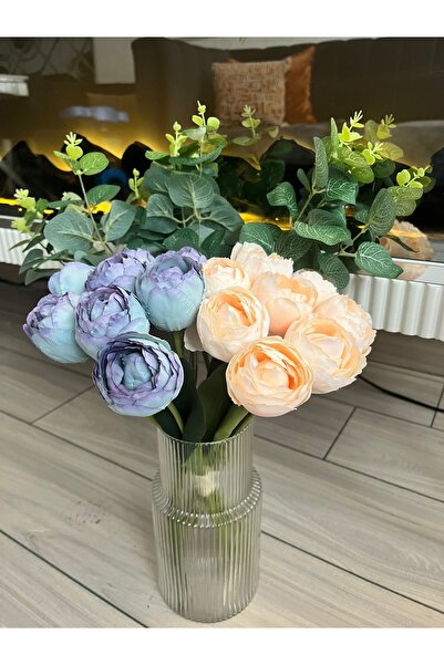 CrossWell Home Premium 16'lı Şakayık ve Okaliptus Aranjmanı - Gerçekçi Görünü...