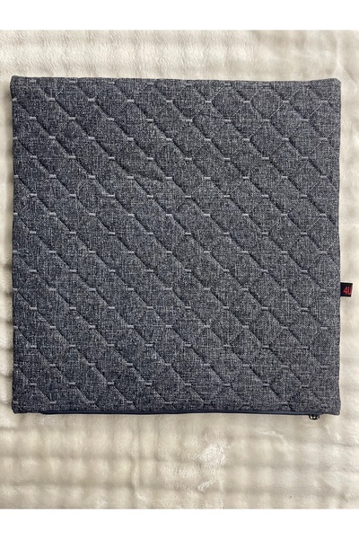 Kapitoneli Antrasit Keten Görünümlü Kırlent Kılıfı 46x46 cm