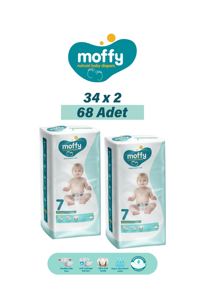 Moffy Jumbo Extra Extra Large 7 Beden Bebek Bezi (34 x 2) 68 Adet