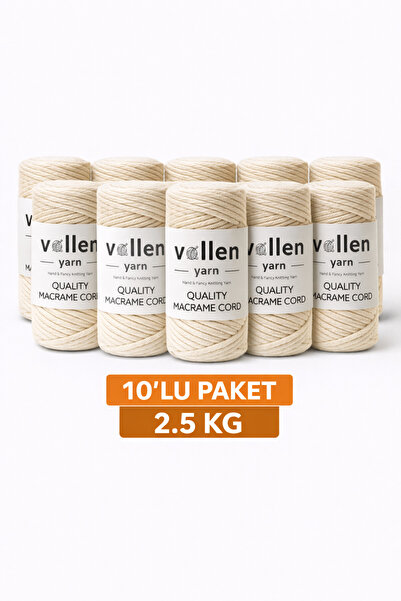 vollen yarn Taranan Makrome İpi 3 mm Taranabilir Pamuk Makrome İpi 10’lu Pake...