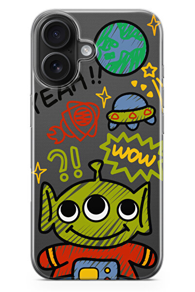 moonset Iphone 16 Uyumlu Baskılı Yumuşak Silikon Şeffaf Telefon Kılıfı