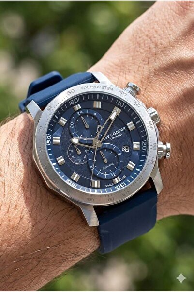 Lee Cooper Sports Men's Wristwatch |   Blue Dial, 49mm Large Case, Multi-Func...