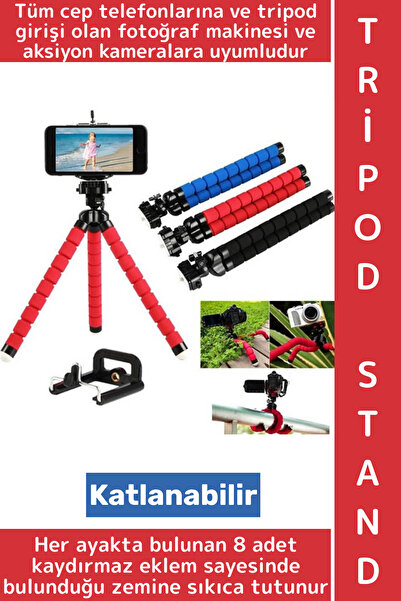 Wintoup Telefon Aksiyon Kamerası Yatay Dikey Şık Ahtapot Selfie Tripod Telefo...