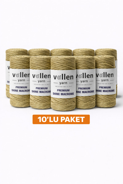 vollen yarn Premium Shine Simli Makrome İpi 100gr 150m 10’lu Paket Çanta Supl...