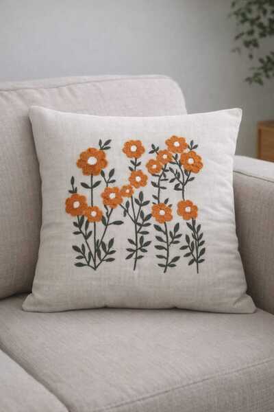 ALTINTERİM TEKSTİL AVM 2 Pieces 45X45 Punch Embroidered Kirlent Cover