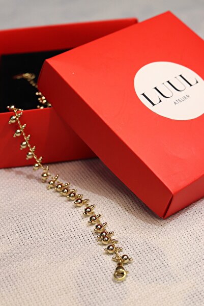 LUUL ATELIER XUPING Zarif Minimal 14K Gold Hareketli Topçuk Çelik Bileklik