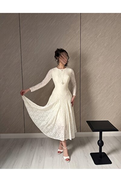 elin short off-white lace dress