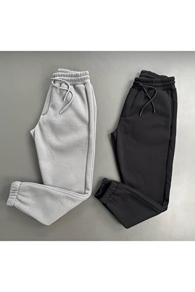BERYY MODA 2-Pack Black Gray Tight Sweatpants