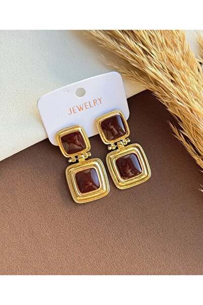 LİLİA أقراط متدلية بنية اللون من ماركة ZRA