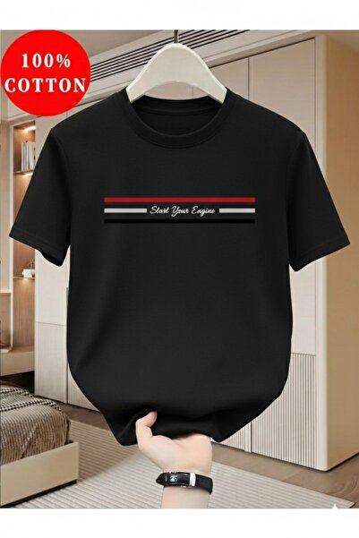 gencerco Unisex T-shirt με στάμπα  "Start Your Engine " κανονικής εφαρμογής