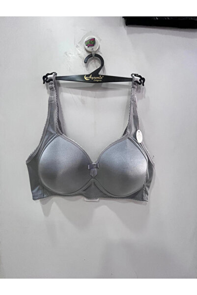 NERGIZ Women's C Cup Underwire-Free Gathering Gray Bra